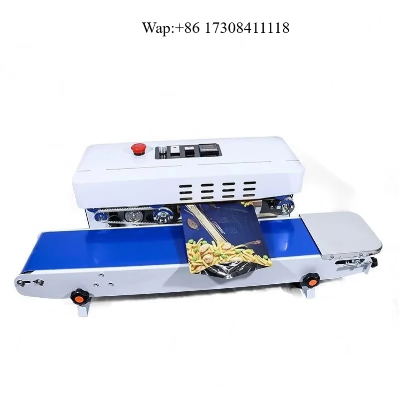 Plastic Bag Continuous Sealing Machine Heat Sealer for Pouches with Conveyor Belt and Temperature Control