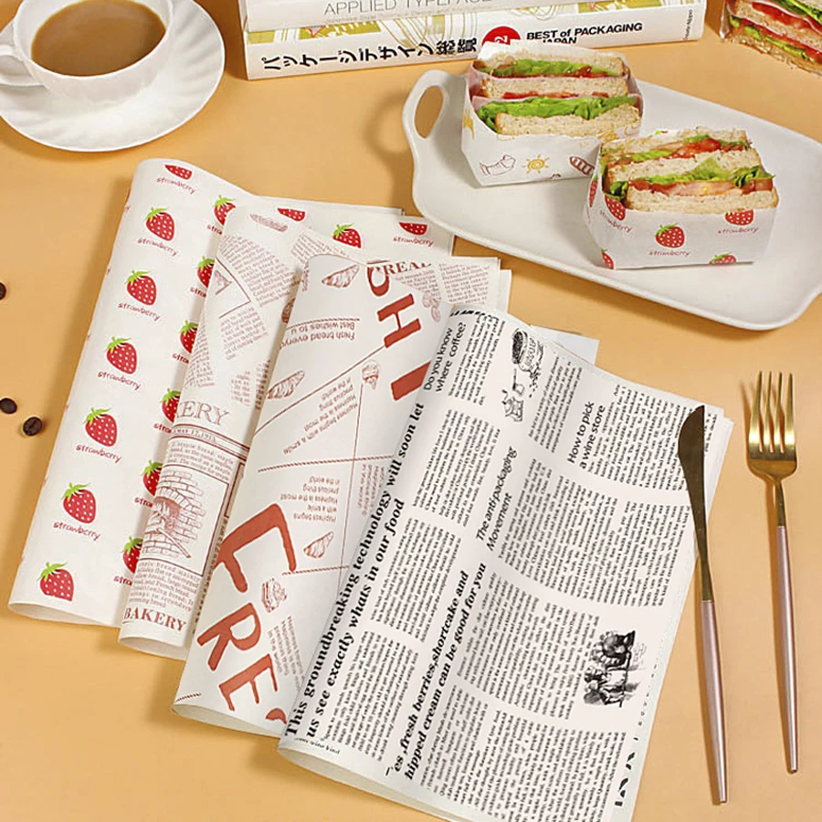 100pcs 28x38cm Disposable Paper tray mats Oil-proof wax paper for food Wrapping for Fast food restaurant customized supplier