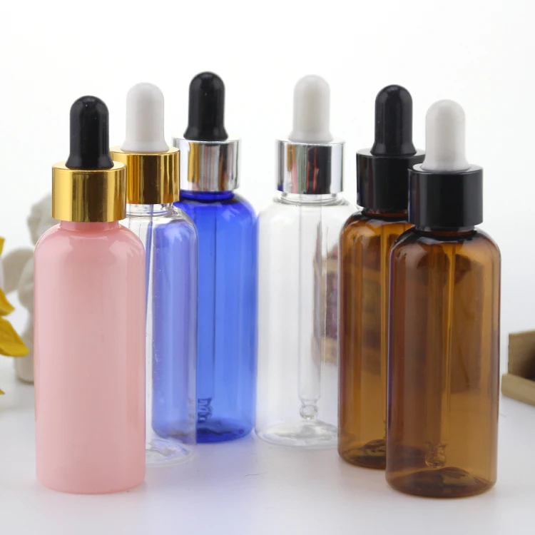 5/20/50/100pcs 50ml 4Colors Empty Plastic PET Dropper Bottle For Essential Oil 50cc Rubber Cosmetic Container High Quality Case