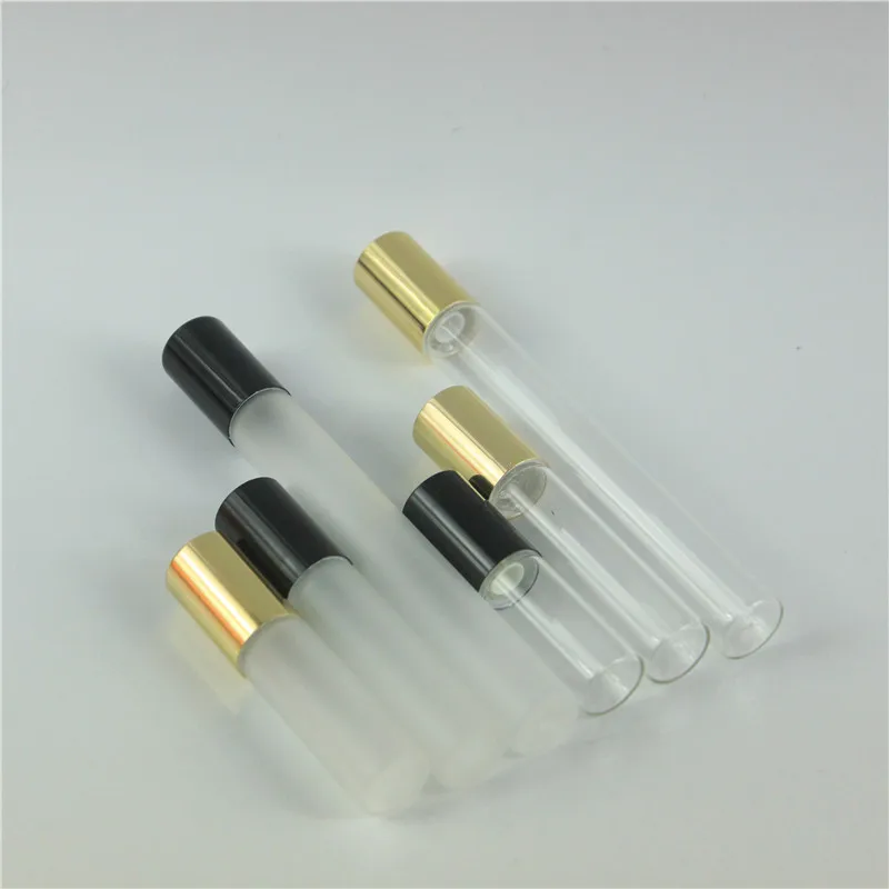 100pcs 2/3/5/10ml Frosted Roll On Roller Bottle for Essential Oils Refillable Perfume Bottle Deodorant Containers with Gold Lid