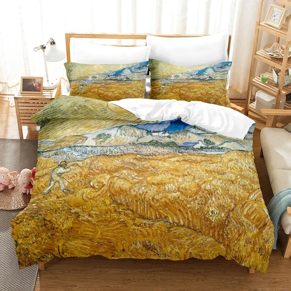 Van Gogh Oil Painting Bedding Set 3D Printed Suitable for Bedroom Duvet Cover Set With Pillowcases Kids Home Textile