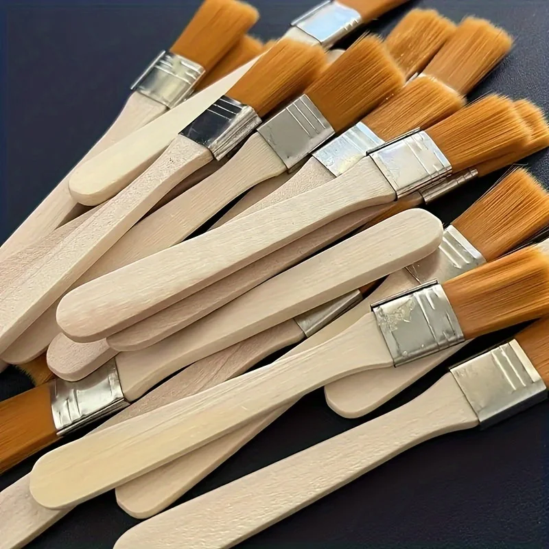 100Pcs Wooden Handle Nylon Bristle Paint Brush for Oil Painting, Dusting and Cleaning