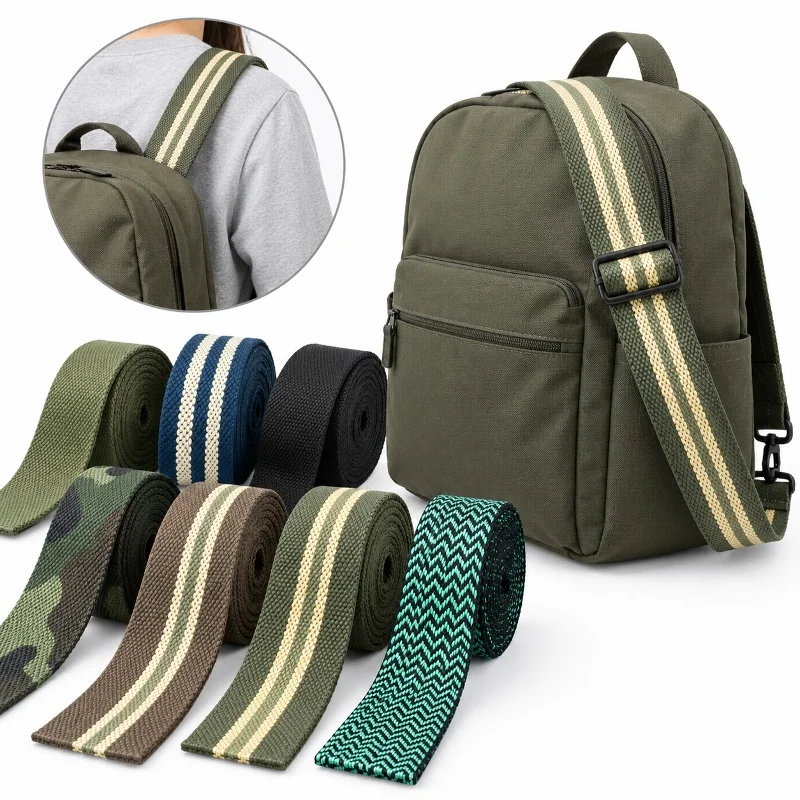 1-10M 38mm 3.5mm Cotton Webbing Tape Backpack Strap Travel Bag Band Camera Case Shoulder Belt Repair DIY Sewing Accessories Kit