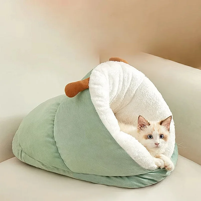 Foldable Washable Pet Sleeping Pet Bed Heart-Shaped Slippers Comfortable Bag Suitable for Dogs Cats Soft Plush Indoor for Winter