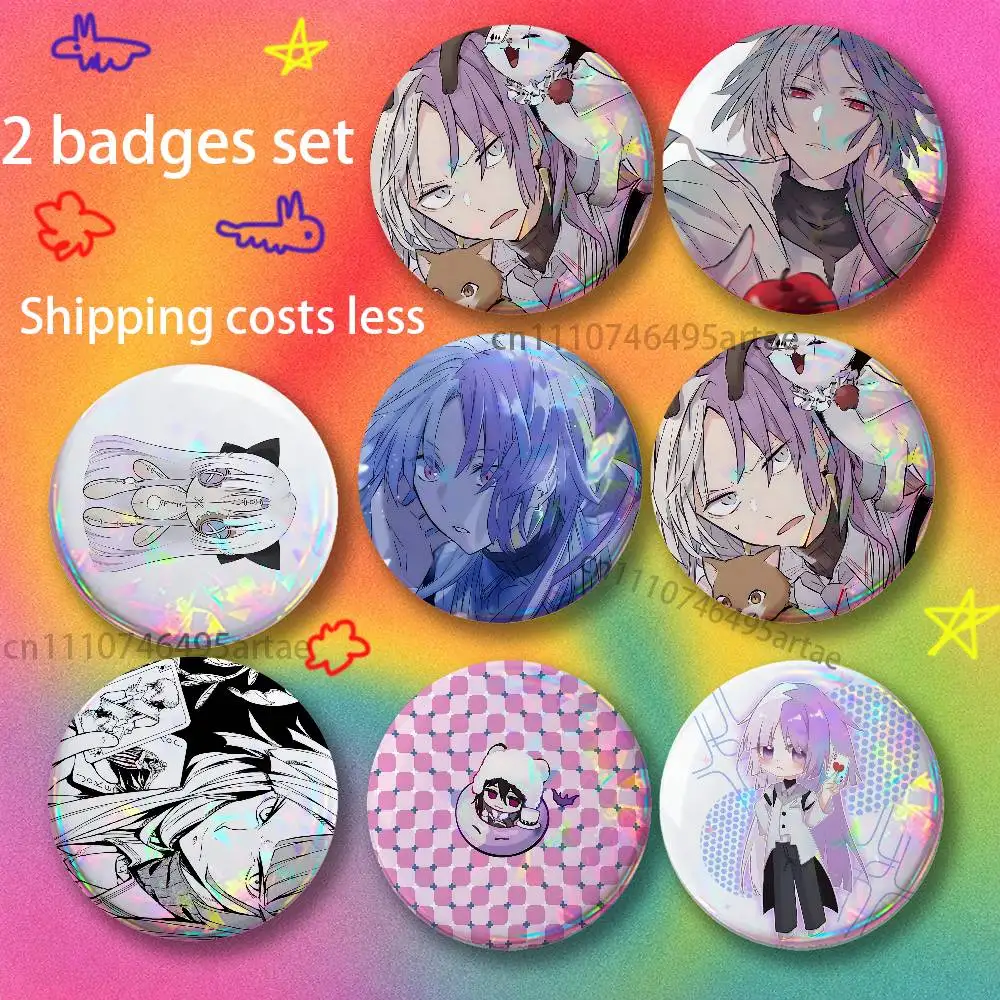 Sigma BSD Bungo Stray Dogs Brooches for Backpack Accessories 25,32,44,58,75mm Round Enamel Pins 2-piece set Cartoon Anime Badge
