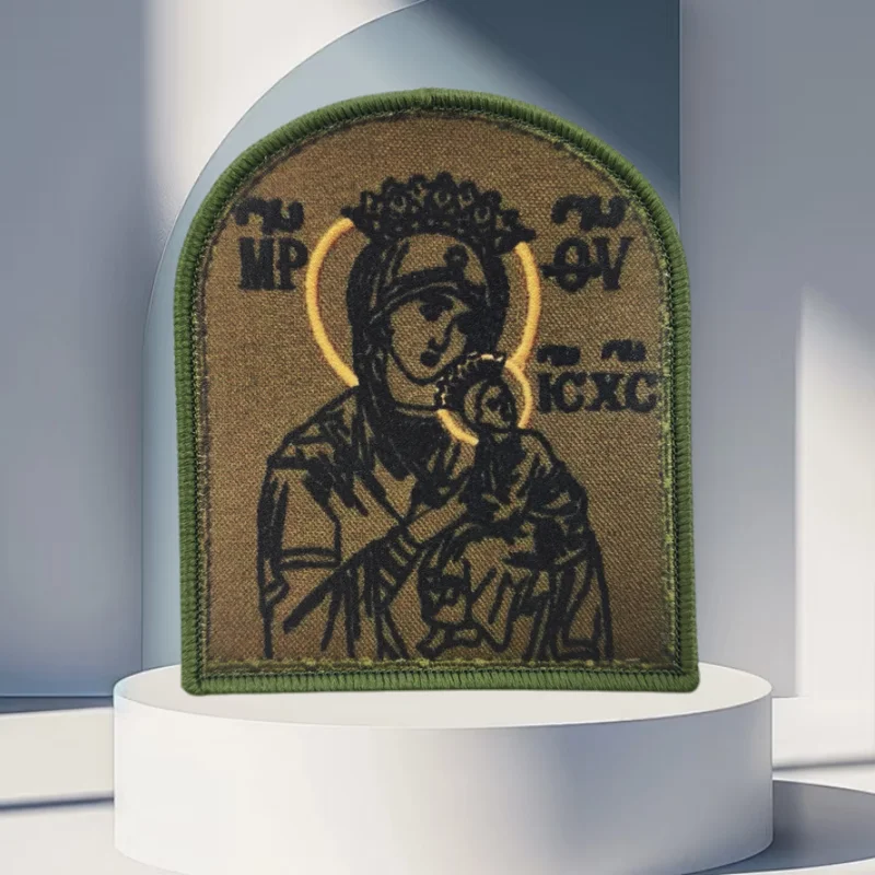 Virgin Mary Printing Patch Guardian Angel Hook and Loop Tactical Morale Badge Backpack Decorative Sticker Patches for Clothing