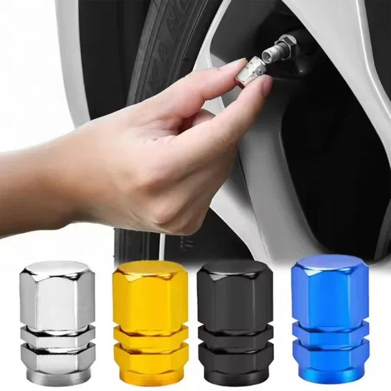 Universal Aluminum Valve Stem Caps 4Pcs Waterproof Dustproof Wheel Hub Covers for Car Motorcycle Truck Accessories