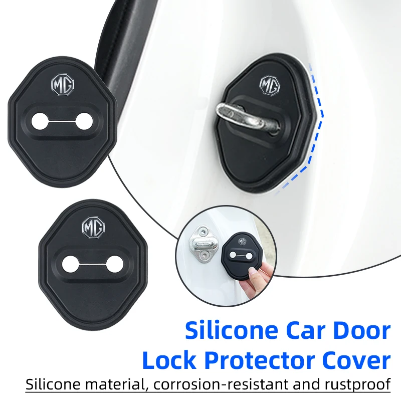 4Pcs Silicone Car Door Latch Cover forMG ZS 5 7 6 Cyberster MG4 EV ES5 HS ONE GT GS MG3 3SW MARVEL R Scorpio Anti-Rust Dustproof