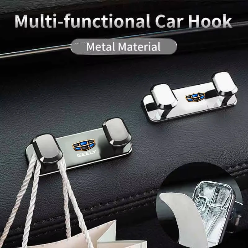 Alloy Car Adhesive Hooks Strong Dashboard Stick Hook Interior Organizer For Geely Boyue XingyueL Emgrand X7 SUV GT GC9