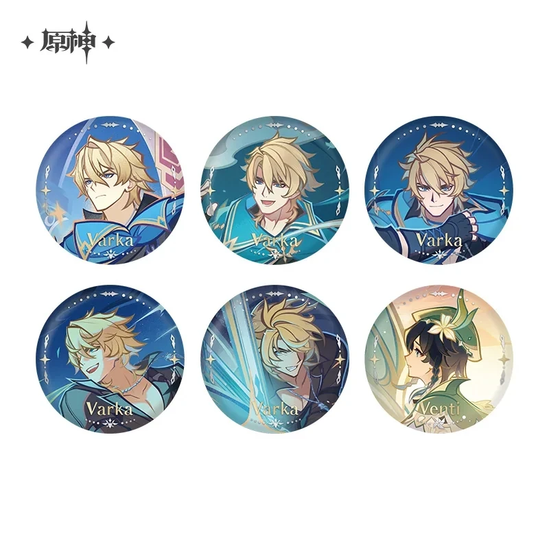 Genshin Impact Official Cosplay Varka Venti Another Prologue Series Badge Postcard Set Cartoon and Anime Merchandise