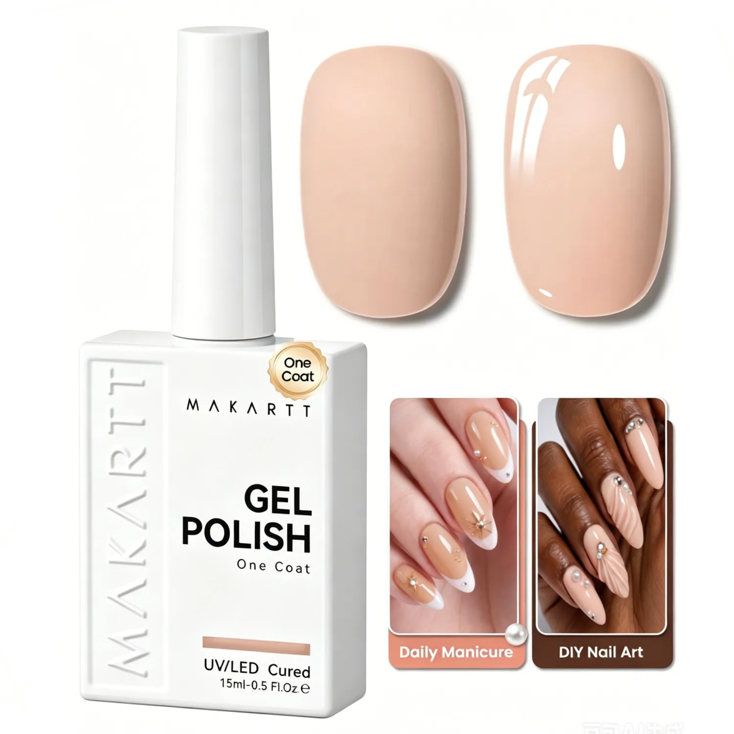 Makartt Ultra-Pigmented Nude Gel Nail Polish 15ml One N'Done One-Coat High-Gloss Ceramic Shine Salon-UV Nail Art Manicure