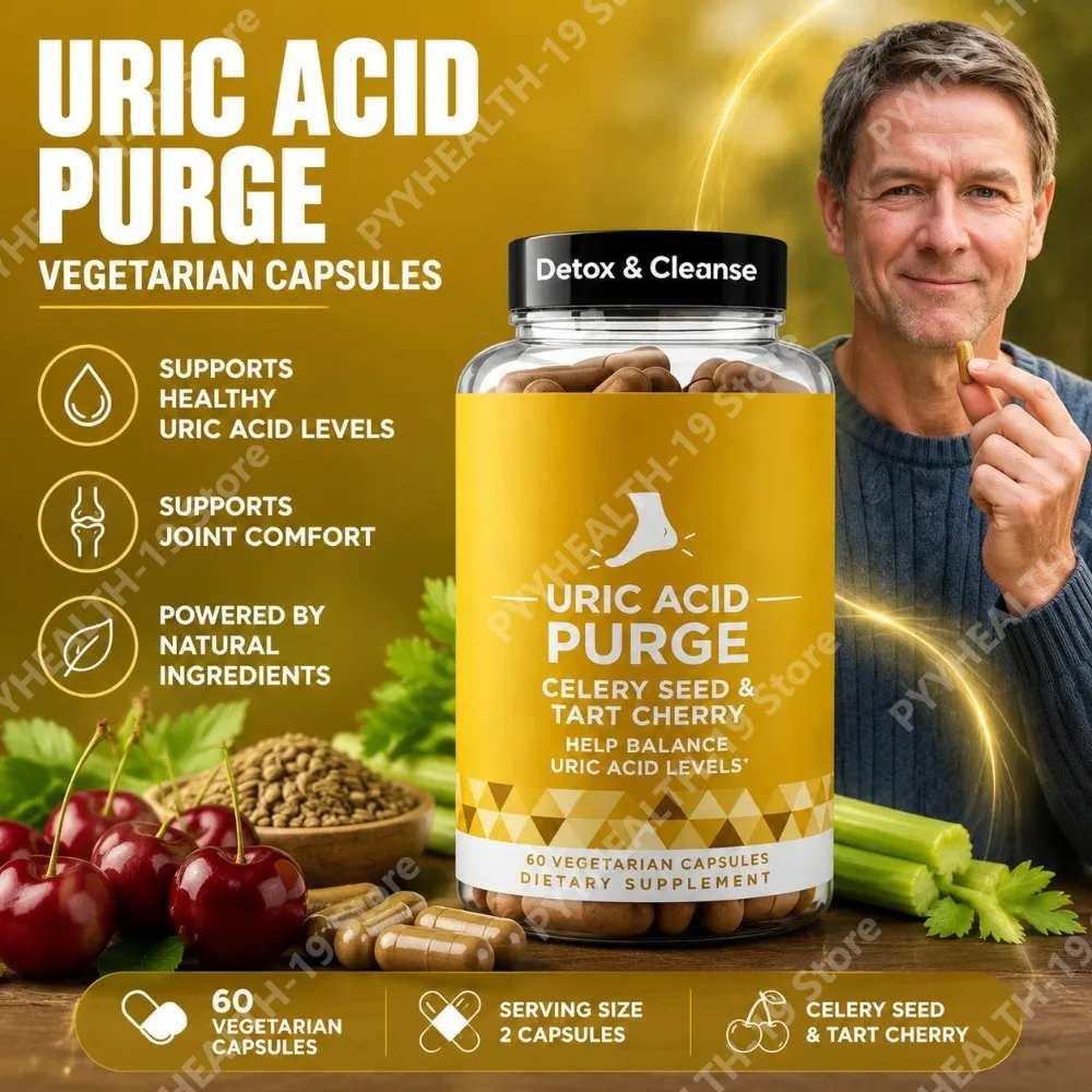 Uric Acid Purge Capsules with Celery Seed & Tart Cherry for Uric Acid & Joint Comfort Support, Adults, 60 Vegetarian Capsules