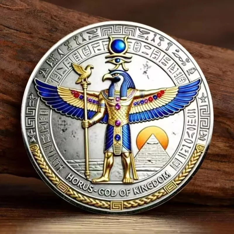 2D Horus God of Kingdom Ancient Silver Plated Collection Coin Eye of Horus Protection Power Souvenir Coin