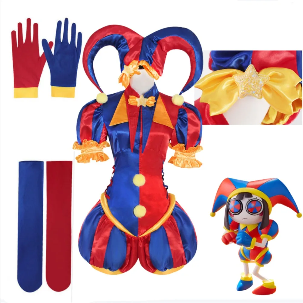 The Amazing Digital Circus Pomni Cosplay Full Set High Quality Bodysuit Jumpsuit Halloween Comic Con Stage Performance Outfit