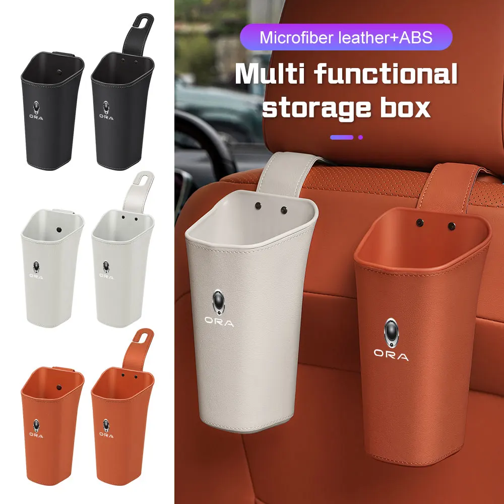 For GWM ORA 03 Funky Cat Good Cat Lightning Cat Ballet Cat 07 Leather Car Door Storage Box Seat Cup Holder Waterproof Trash Can