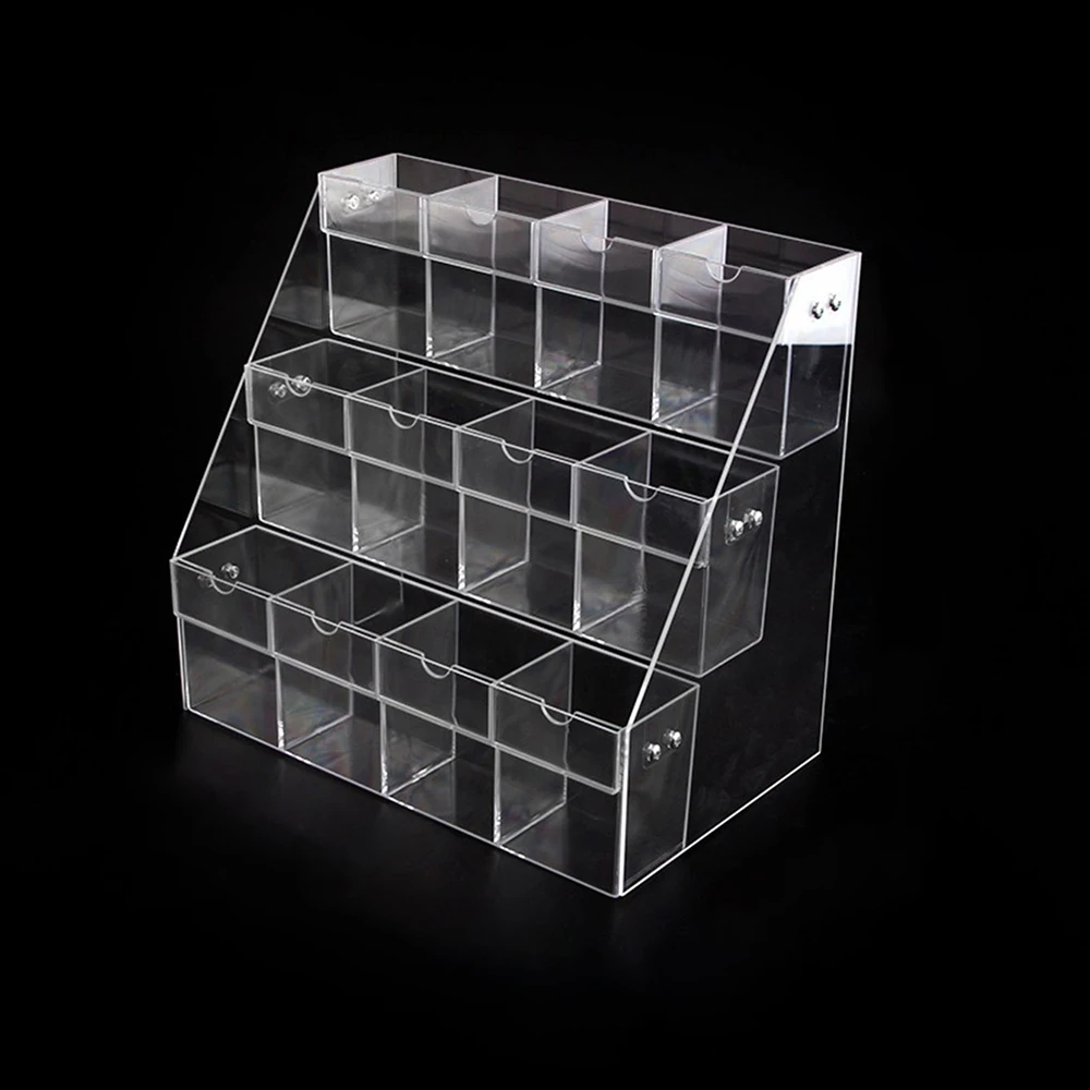Transparent Pen Holder Storage Shelf Stationery Display Shelf Makeup Brush Holder Card Storage Space-Saving Multi-Slot Design