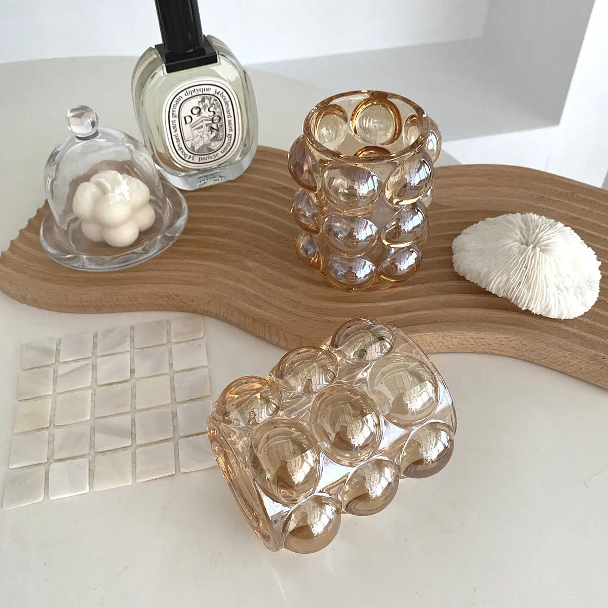 Creative Makeup Brush Holder Decorative Transparent Glass Pen Holder Crystal Nordic Ins Style Desktop Simple Pencil Storage Box