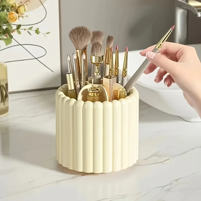 360° Makeup Brush Holder 7 Slots Make Up Brush Organizer Removable Spinning Cosmetic Brushes Storage Pen Holder