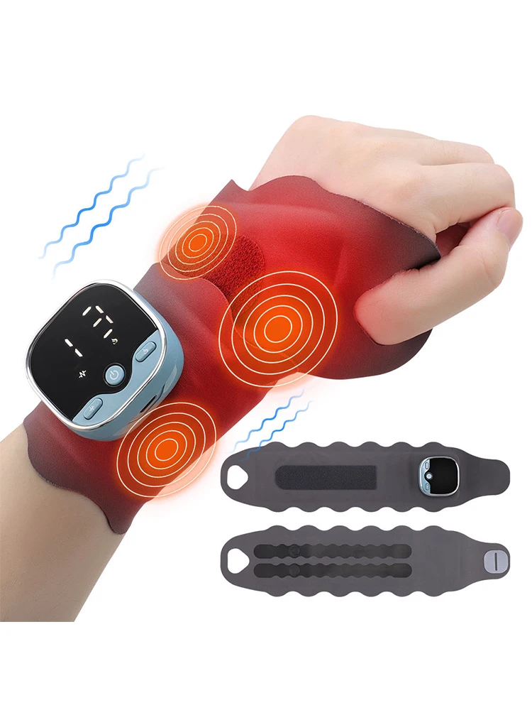 Microcurrent Pulse Muscle Stimulation Massage Gloves With Heated Wrist Protection For Relieving Pain In Hand Arthritis