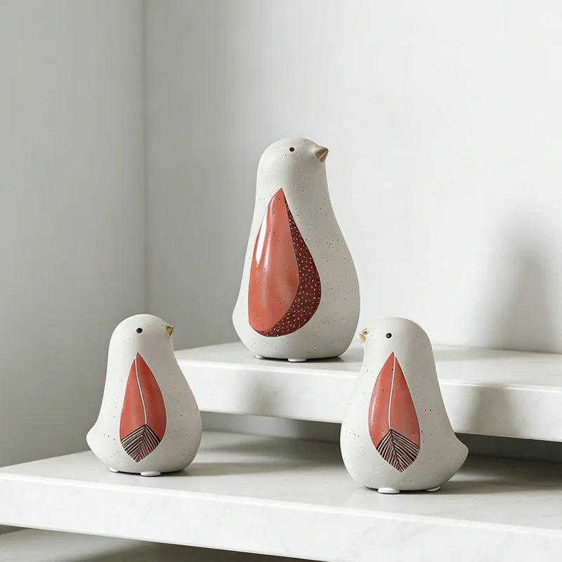2 PCS Ceramic Bird Modern Simple Desktop Ornaments Nordic Creative تحف كبيره للمنزل Статуэтки Кошек Decoration Maison