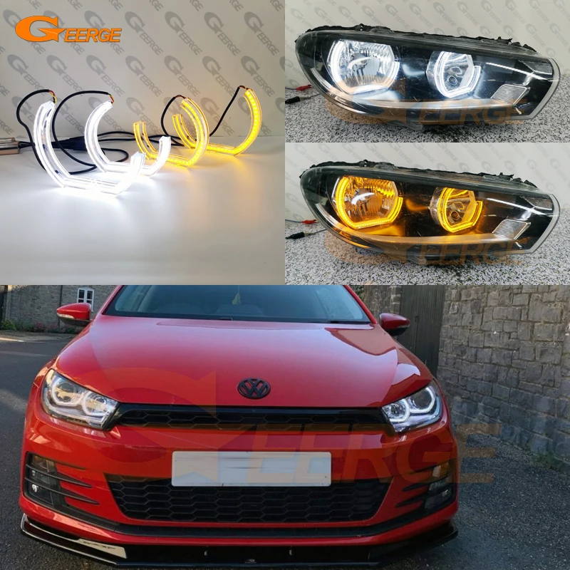 For Volkswagen Vw Scirocco Iii Mk3 2008-2017 Ultra Bright Crystal Dtm M4 Style Led Angel Eyes Halo Rings Day Light