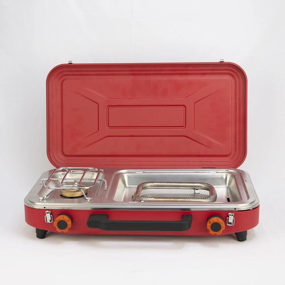 Dual Burner Picnic Stove With Canister Separation, 5500W High Power A+B Design Windproof Camping Gas Stove