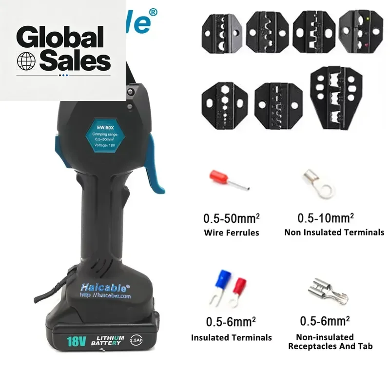 Designed for professional electricians and HVAC technicians, this battery-powered automatic crimping tool eliminates manual
