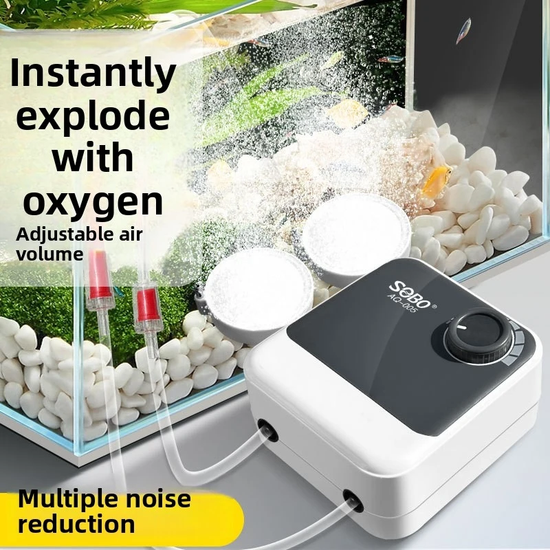 Ultra Quiet Aquarium Oxygen Pump – Powerful Mass Airflow with Precise Adjustment, Durable All-Copper Motor Design