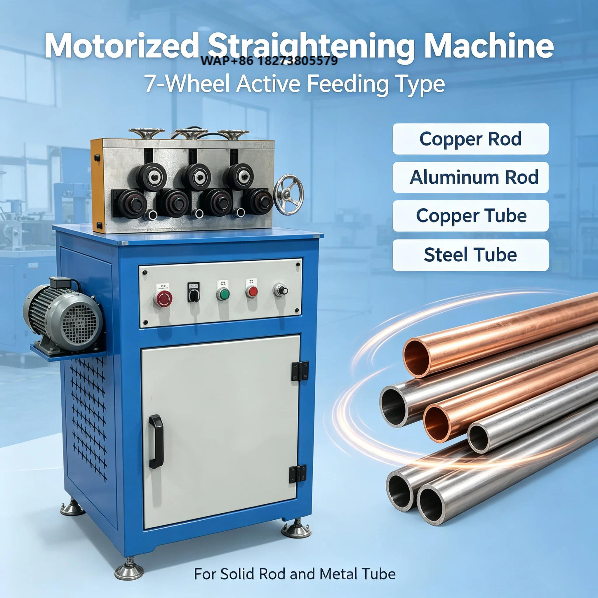 Metal Rod and Tube Active Feed Straightening Equipment for 16mm Copper Tube 18mm Steel Tube Metal Straightener Machine