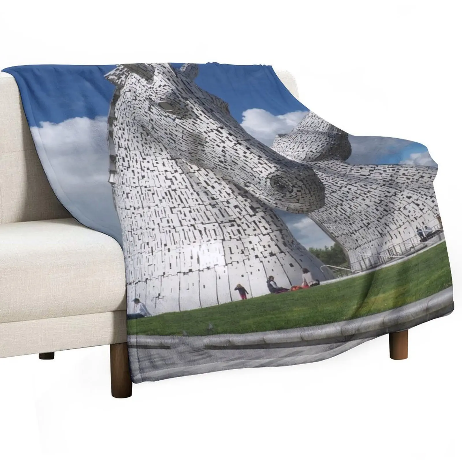 The Kelpies , Helix Park , Falkirk Throw Blanket Furry christmas decoration Polar Furrys Designers for sofa Blankets