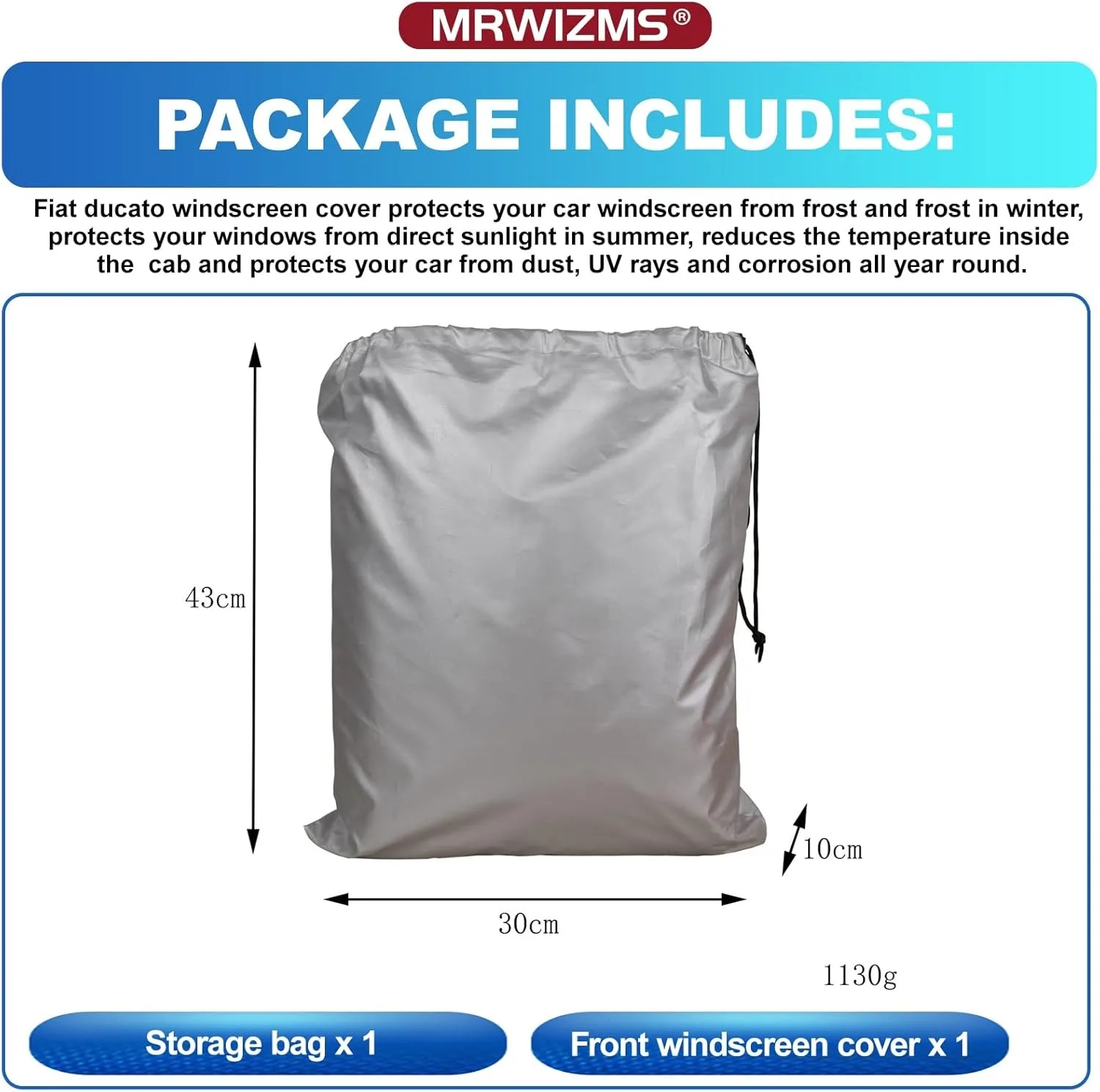 Cover Waterproof Windscreen Protective Shield For Fiat Ducato / Peugeot Boxer / Citroen Relay 2006+ X250 Ram Promaster 600D