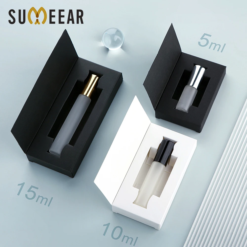 50Pcs 5/10/15ml Perfume Bottle Aluminum Sprayer Fine Mist Frosted Glass Perfume Sprayers, Multi-Sizes, Eco-Reusable, W/Boxes