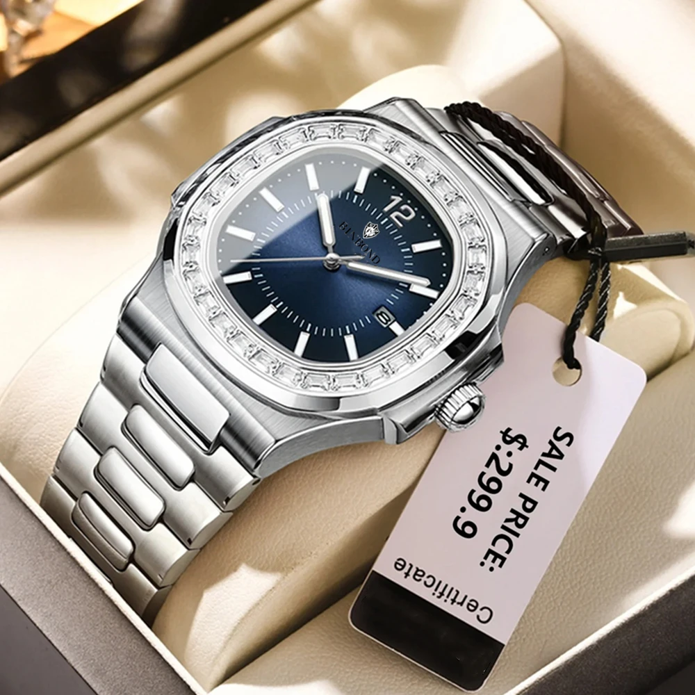 New Simple Digital Full Diamond Watch For Man Gifts Luxury Brand Fashion Quartz Wristwatches Mens Automatic Watches Men Clock