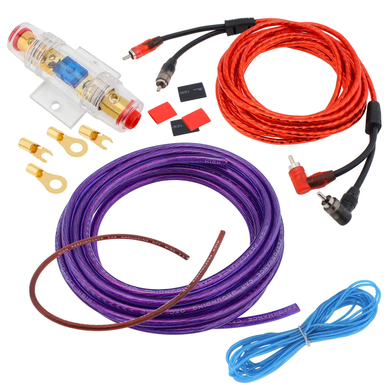 1 Set 8 Gauge Car Audio Amplifier Wiring Kit with Fuse Suit Subwoofer Power Amplifier AMP Installation Cable Kit