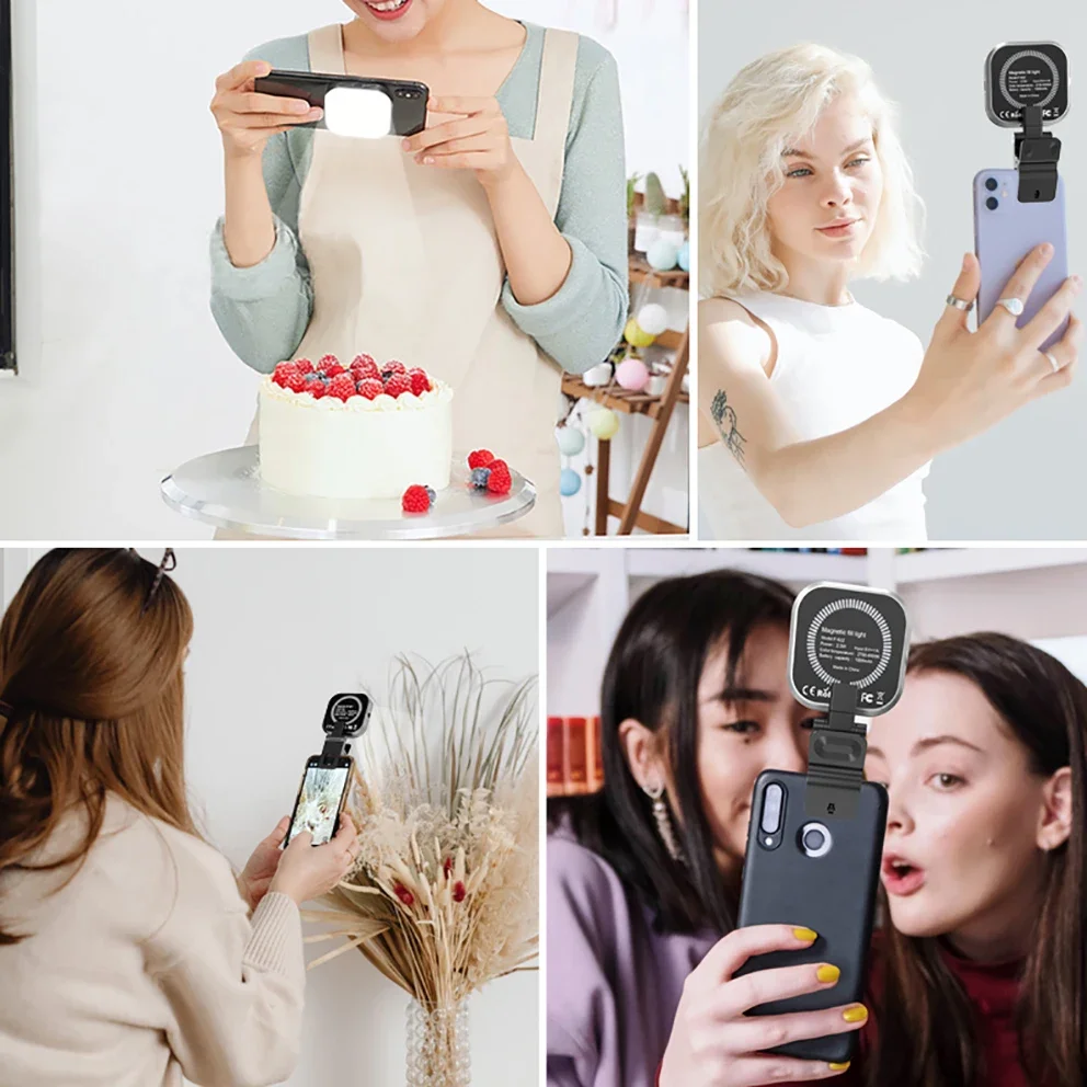 Mini Universal Magnetic Led Fill Light Phone Selfie Light for MagSafe IPhone 12 13 14 Series LED Cube Fill Light Lamp with Clip