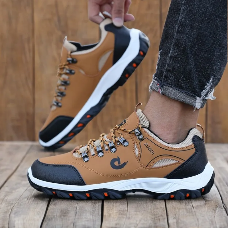 Hiking Boots Men's Black Sneakers Waterproof and Durable Mountaineering Shoes, Vulcanized Shoes for Men Size 39 48 Elegant Shoes