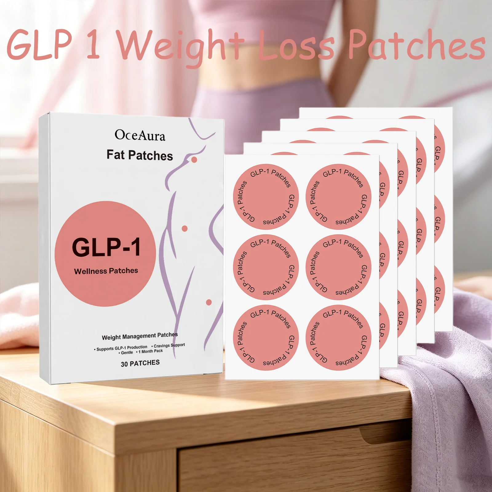 OceAura GLP 1 Weight Loss Patches Blood Sugar Control of Appetite Sculpting Shaping Body Care Fat Burning Slimming Patches 30pcs