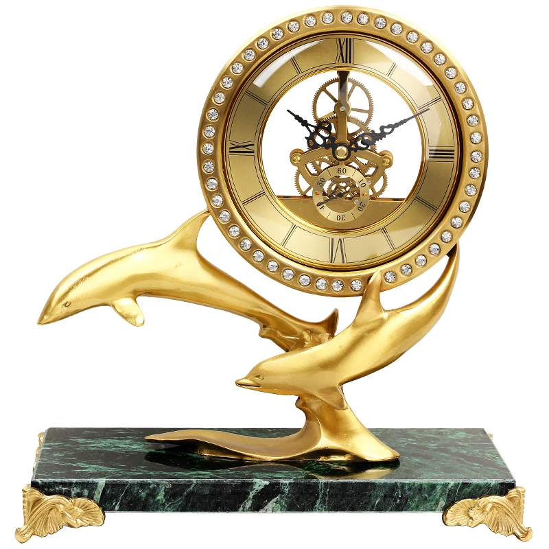 European modern light luxury dolphin clock entrance bedside decoration living room home retro table clock