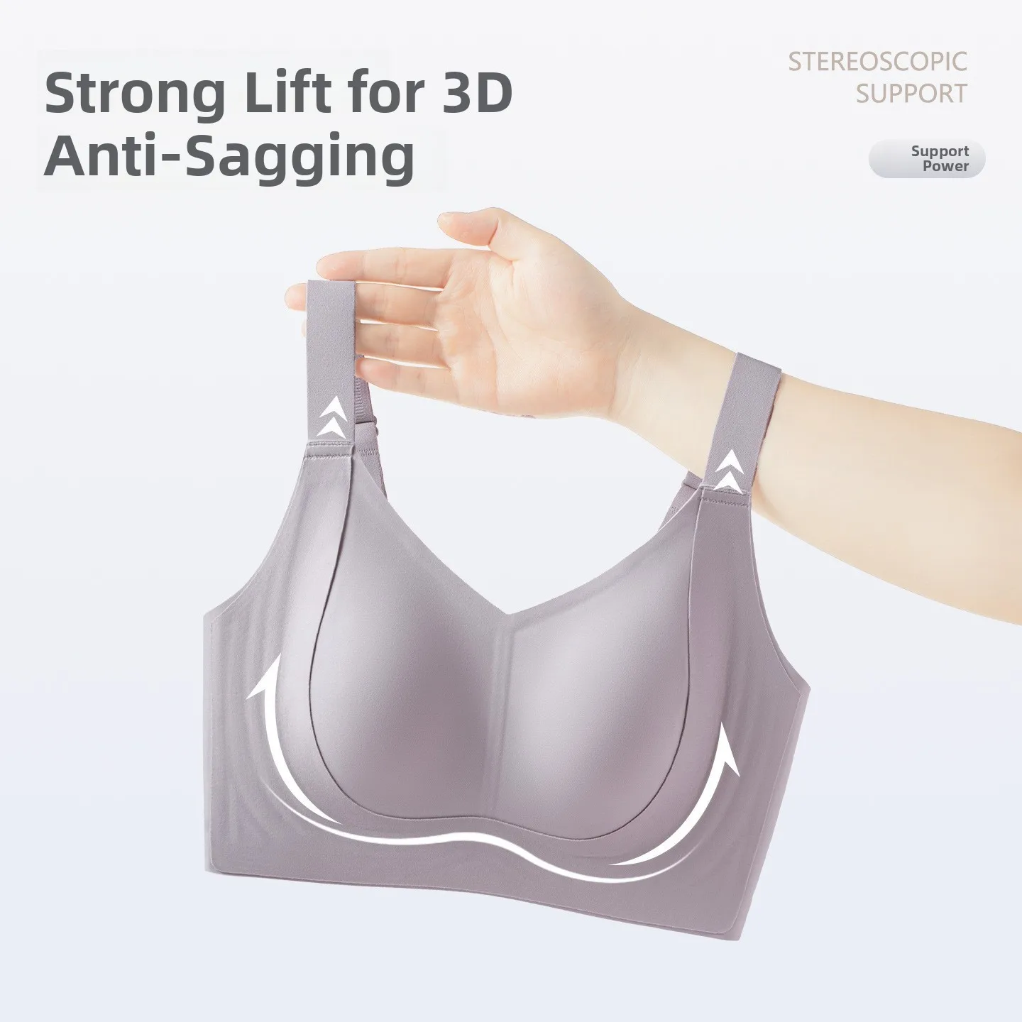 KUCLUT  Rabbit Ear Cup Bra Lifted Seamless Wireless Women's Bra Gathered Anti-Sagging Top Push-Up Style Nylon Fabric