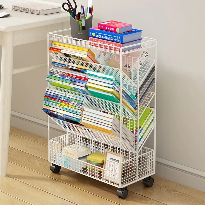 Multi-layered Mobile Trolley Snack Storage Rack Wheeled Storage Rack Floor-standing Simple Bookshelf Storage Shelf New Arrival