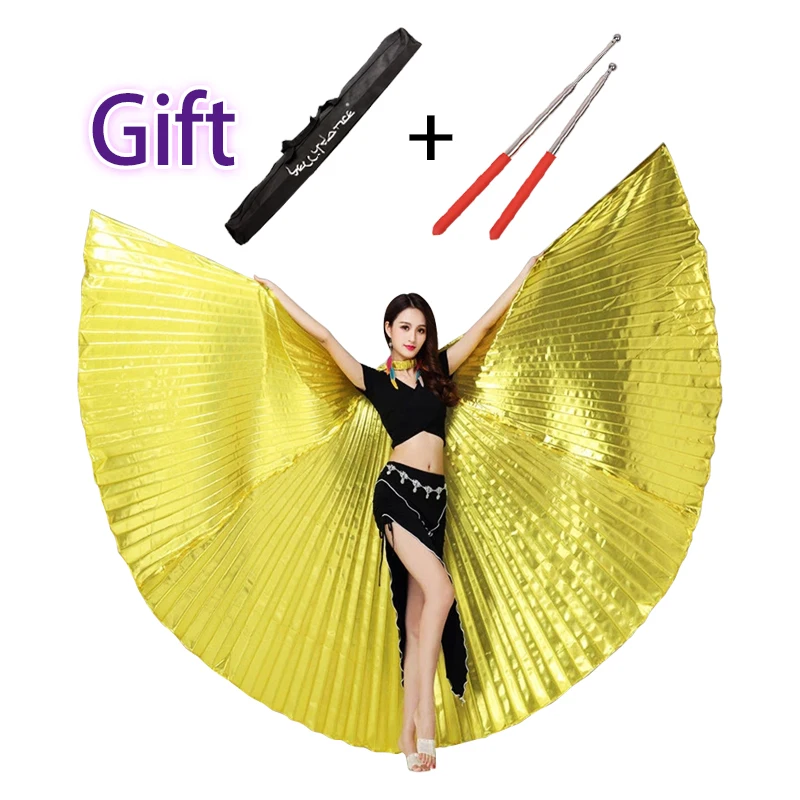 Belly Dance Wing Gold ISIS Wings Belly Dance Accessories Wings With Bag Sticks Professional Dance Accessories Prop