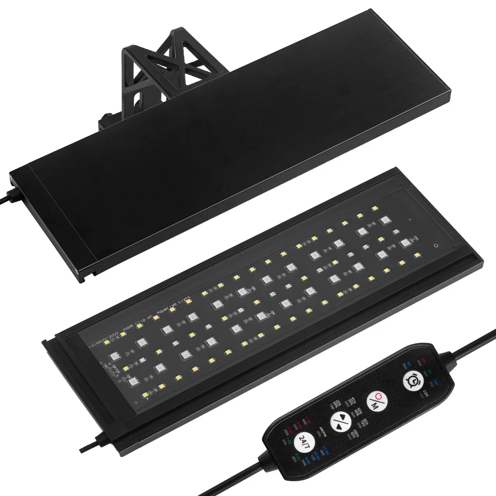 24/7 Aquarium Full Spectrum Lighting LED Light 8 Color Modes Power Off Memory Function Fish Tank Aquatic Plant Growth Light IP68