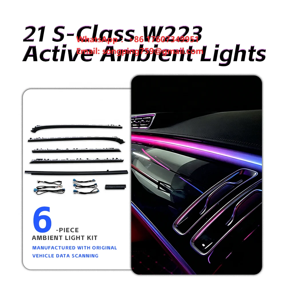 Multi-Mode Soft Glow Upgrade Kit 64-Color Interior LED Ambient Light for Mercedes-Benz S-Class W223 S480/S580