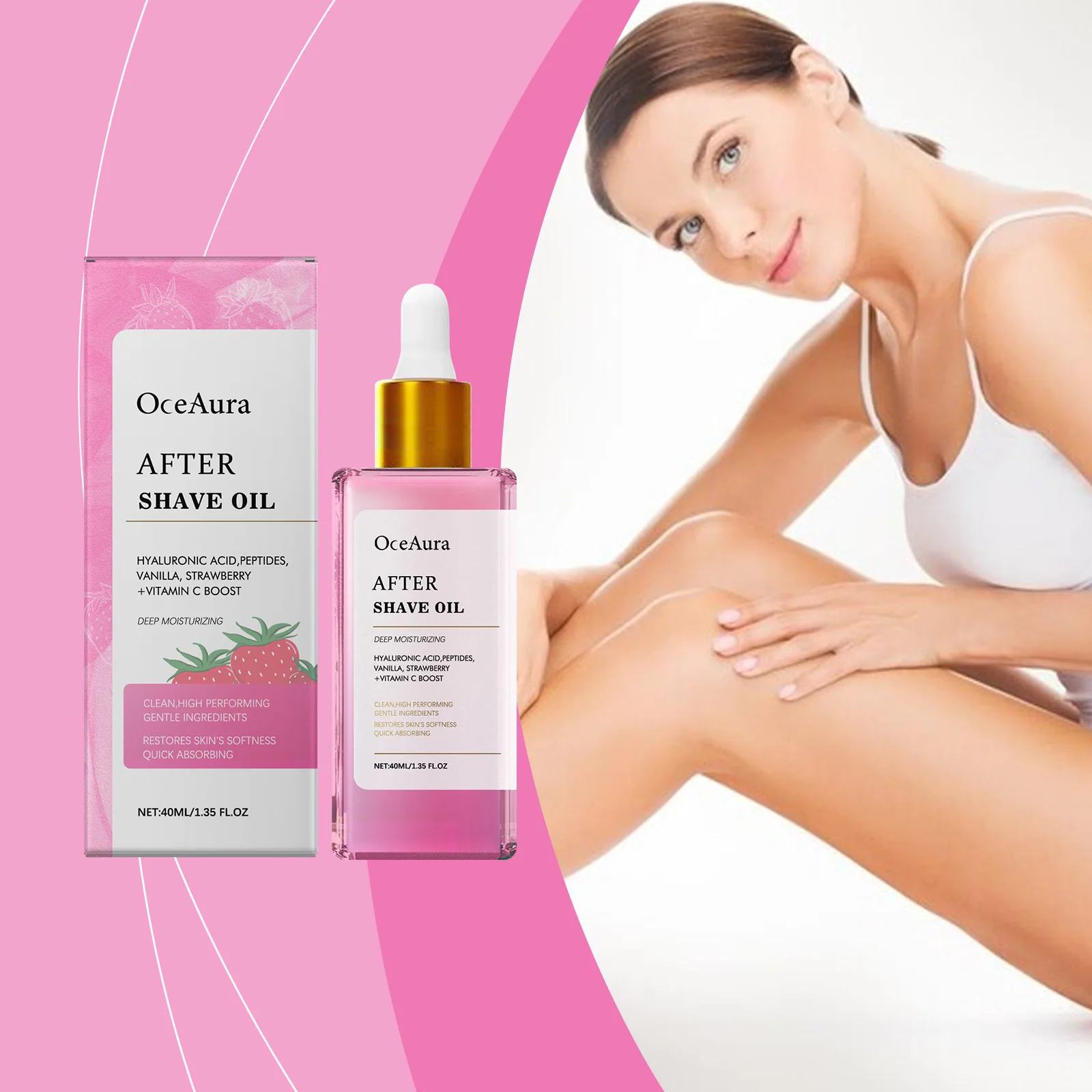 Strawberry Vanilla After Shave Oil Firming Soothing Moisturizing Softening Nourishing Smoothing Hair Removal Care Essential Oil