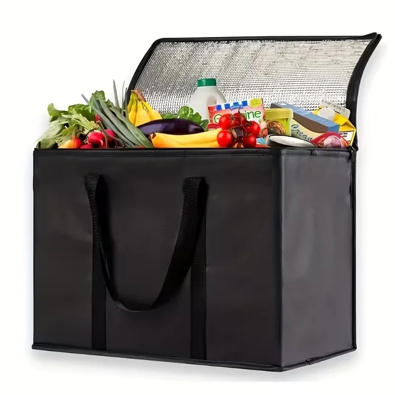4PCS Large Insulated Cooler Bags 41×23×33cm Reusable Waterproof Aluminum Foil Tote Bag for Food Delivery Picnic Grocery Shopping