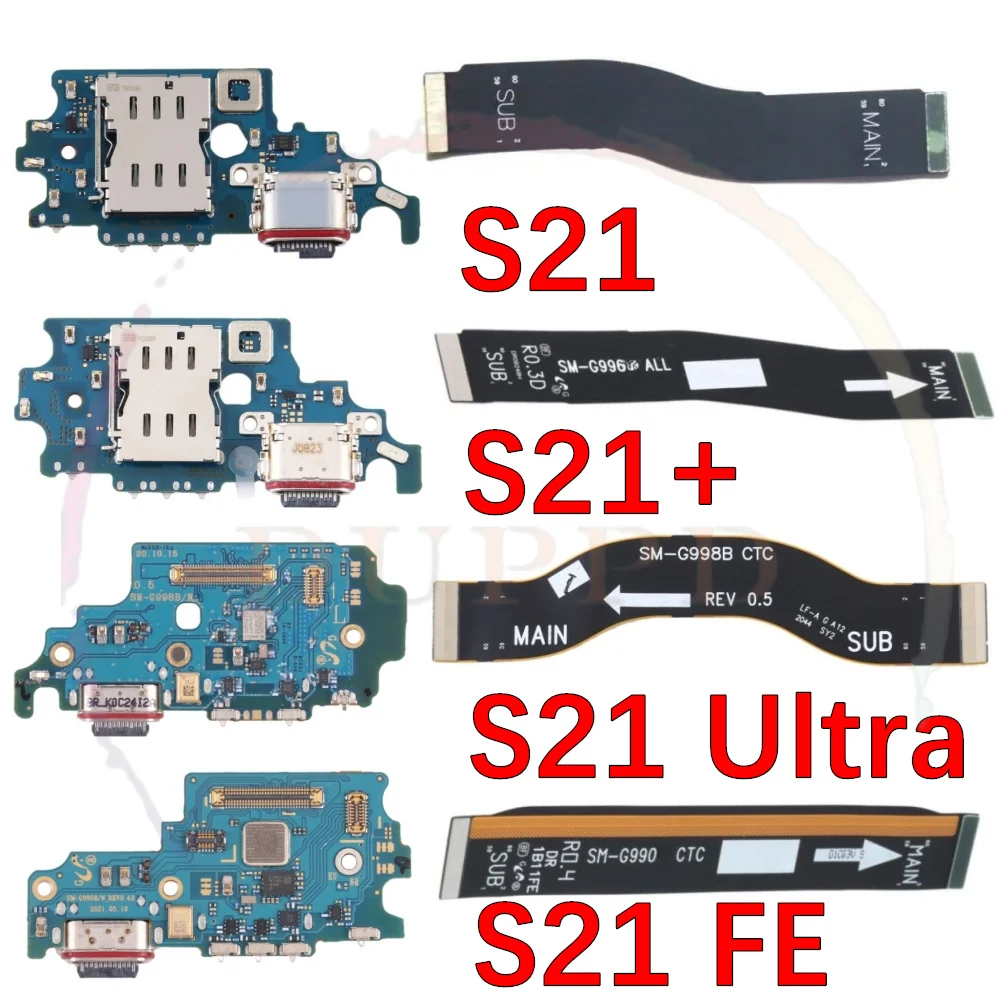 USB Port Charging Board Dock Connector Charger For Samsung Galaxy S21+ Ultra S21 FE G990 G991 G996 G998 Motherboard Flex Cable