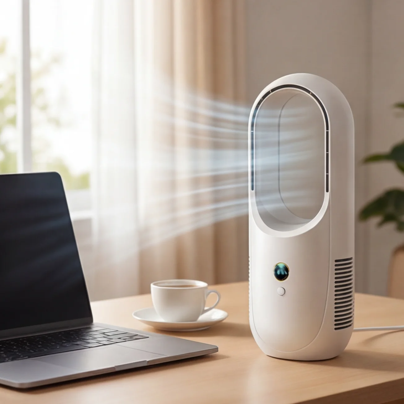 Portable Desk Fan USB Rechargeable Small Quiet Cooling Tower Fan 6-Speed Kids-Friendly Table Fan For Home Desktop 2026 New
