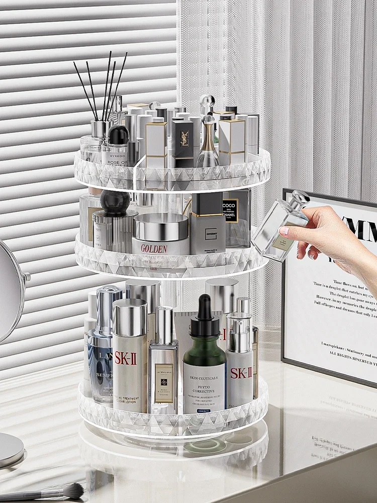 Transparent Cosmetics Storage Box Nail Display Stand Rotating Makeup Organizer Holder Lipstick Skin Care Products Storage Shelf
