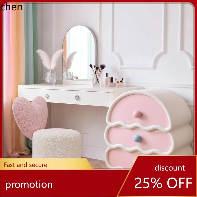 HT Heart Makeup Stool Simple Modern Dressing Round Stool Bedroom Cream Style Home Backrest Makeup Chair Rotatable