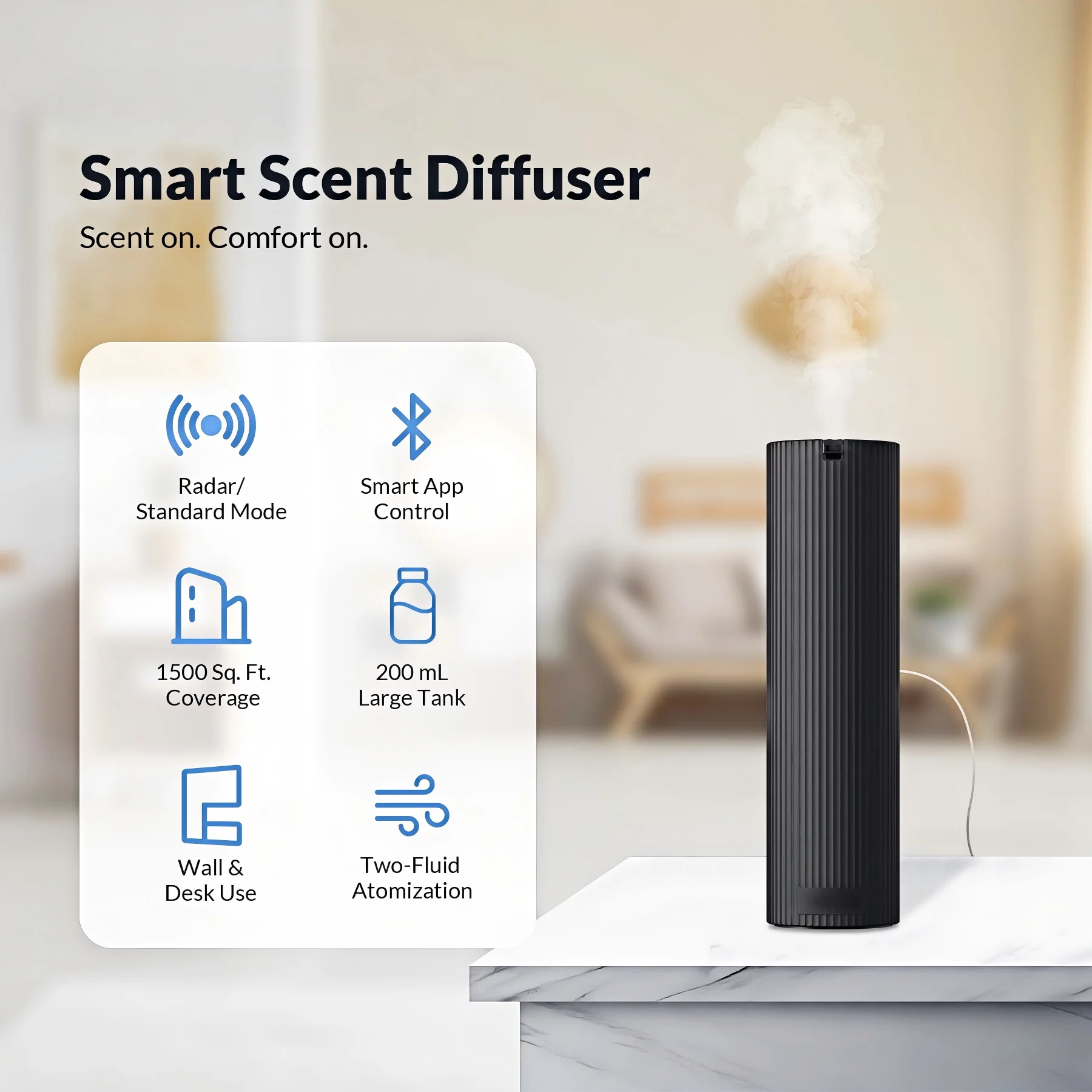 Portable Bluetooth Scent Aroma Diffuser Bluetooth Home Radar Diffuser  Waterless Plastic Fragrance Air Machine for Hotel